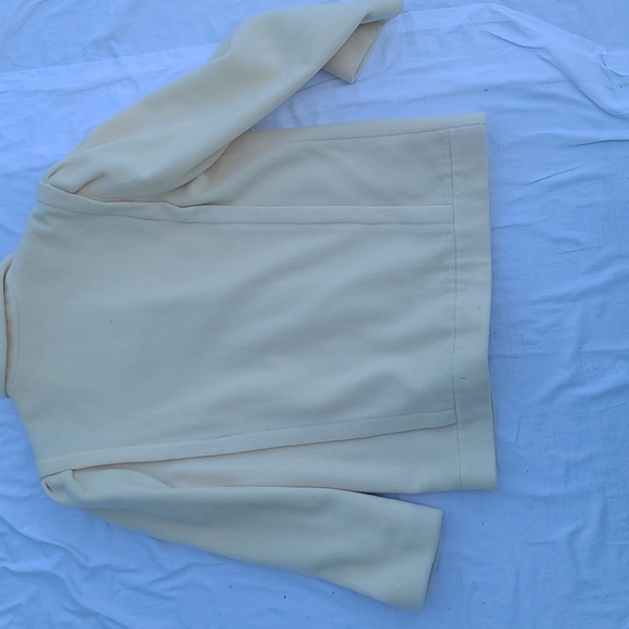 Leslie Fay wool blend cream puffy sleeve coat size 12 vintage - Picture 4 of 10